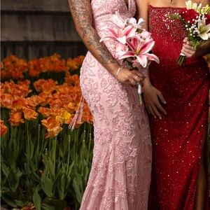 Amarra pink beaded gown with lace up back!!!